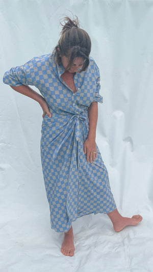 Kimono Dress <i>cloud check</i>